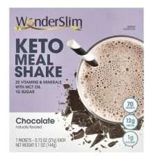 WonderSlim, коктейль Keto Meal, шоколад, 7 пакетиків. 21 г (0,73 унції)