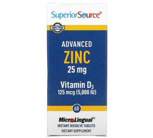 Superior Source, Advanced Zinc, вітамін D3, 60 швидкорозчинних таблеток MicroLingual