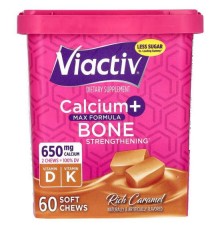 Viactiv, Кальцій і зміцнення кісток, Max Formula, насичена карамель, 60 м’яких жувальних таблеток