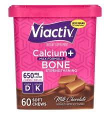 Viactiv, Max Formula, молочний шоколад із кальцієм і зміцненням кісток, 60 жувальних таблеток