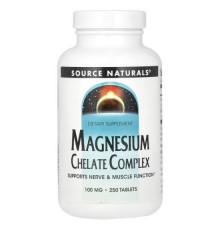 Source Naturals, комплекс хелату магнію, 100 мг, 250 таблеток