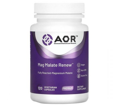 Advanced Orthomolecular Research AOR, Mag Malate Renew, 120 вегетаріанських капсул Advanced Orthomolecular Research AOR, Mag Malate Renew, 120 вегетаріанських капсул
