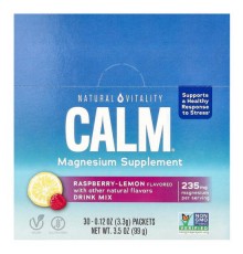 Natural Vitality, Calm, суміш для приготування напою з магнієм, малина й лимон, 30 пакетиків по 3,3 г (0,12 унції)
