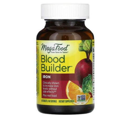 MegaFood, Blood Builder, залізо, 60 таблеток