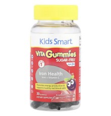 Kids Smart, Kids Smart® VITA Gummies®, із залізом і вітаміном C, для дітей віком від 3 років, ожиновий лимонад, 30 жувальних таблеток