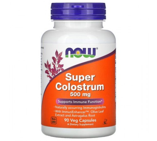 NOW Foods, SuperColostrum, 500 мг, 90 вегетаріанських капсул