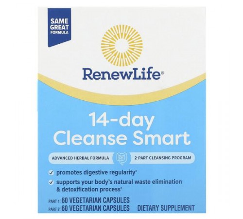 Renew Life, 14-Day Cleanse Smart, 2 флакони по 60 вегетаріанських капсул