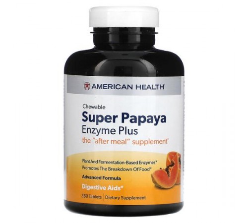 American Health, Super Chewable Papaya Enzyme Plus, жувальні таблетки з ферментами, 360 таблеток