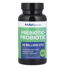 MAV Nutrition, Pre-Pro, пребіотик + пробіотик, 60 рослинних капсул