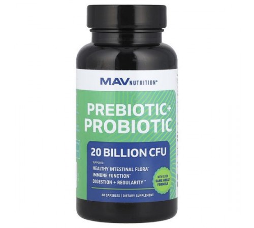 MAV Nutrition, Pre-Pro, пребіотик + пробіотик, 60 рослинних капсул