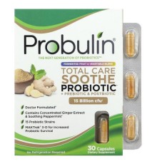 Probulin, Total Care Soothe, пробіотик, пребіотик і постбіотик, 15 млрд КУО, 30 капсул
