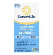 Renew Life, Пробіотик Ultimate Flora Extra Care, 30 мільярдів КУО, 30 вегетаріанських капсул