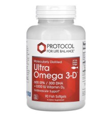 Protocol for Life Balance, Ultra Omega 3-D, 90 капсул із риб’ячого желатину