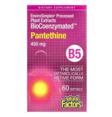 Natural Factors, BioCoenzymated, вітамін B5, з пантетином, 450 мг, 60 капсул