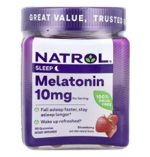 Natrol, мелатонін, зі смаком полуниці, 10 мг, 90 жувальних мармеладок (5 мг в 1 шт.)