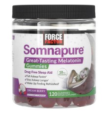 Force Factor, Somnapure®, жувальні мармеладки з мелатоніном, із чудовим ягідним смаком, 10 мг, 120 жувальних мармеладок (5 мг в 1 шт.)