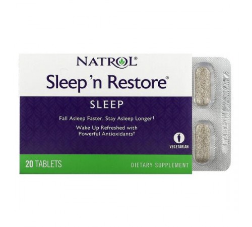 Natrol, Sleep 'n Restore, 20 таблеток