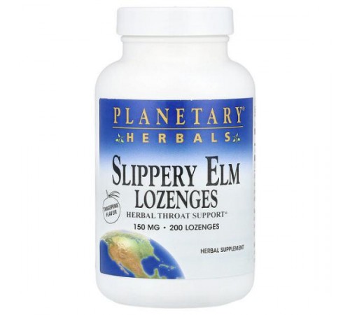 Planetary Herbals, Slippery Elm Lozenges, Tangerine Flavor, 150 mg, 200 Lozenges