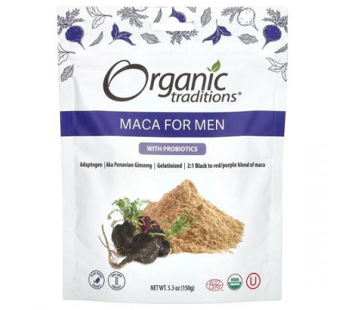 Organic Traditions, мака з пробіотиками для чоловіків, 150 г (5,3 унції)