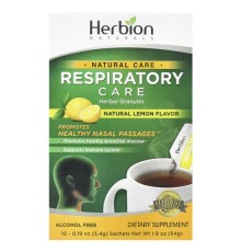 Herbion Naturals, Respirator Care, рослинні гранули, натуральний лимон, 10 пакетиків по 5,4 г (0,19 унції)