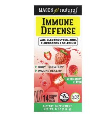 Mason Natural, Immune Defense with Electrolytes, Zinc, elderberry & selenium, ягідна суміш, 14 пакетиків-стіків, по 8 г (0,28 унції)