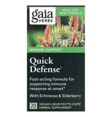 Gaia Herbs, Quick Defense, 20 веганських рідких фітокапсул