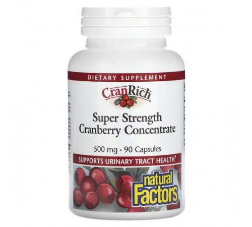 Natural Factors, CranRich, Super Strength, концентрат журавлини, 500 мг, 90 капсул