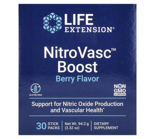 Life Extension, NitroVasc™ Boost, ягоди, 30 пакетиків-стіків, 94,2 г (3,32 унції)