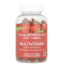 California Gold Nutrition, мультивітаміни в жувальних таблетках для дорослих, натуральний малиновий смак, 90 вегетаріанських жувальних таблеток