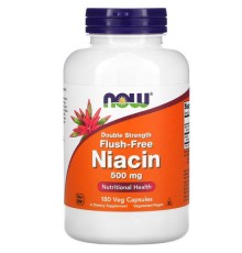 NOW Foods, ніацин, без промивання, подвійна сила, 500 мг, 180 вегетаріанських капсул