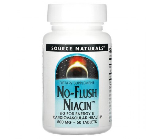 Source Naturals, ніацин, 500 мг, 60 таблеток без промивання