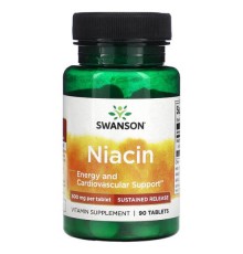 Swanson, ніацин, уповільнене вивільнення, 500 мг, 90 таблеток