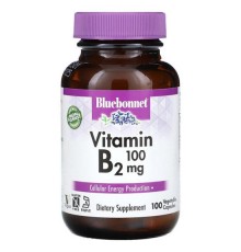 Bluebonnet Nutrition, вітамін B2, 100 мг, 100 рослинних капсул