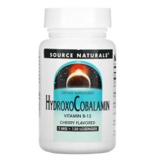 Source Naturals, HydroxoCobalamin, Vitamin B12, Cherry Flavored Lozenge, 1 mg, 120 Tablets