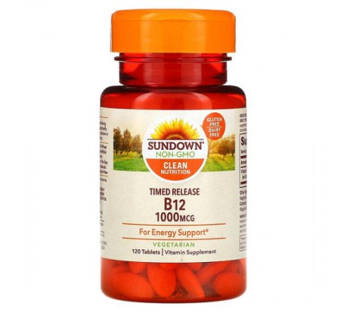 Sundown Naturals, Вітамін В12 з тимчасовим вивільненням, 1000 мкг, 120 таблеток