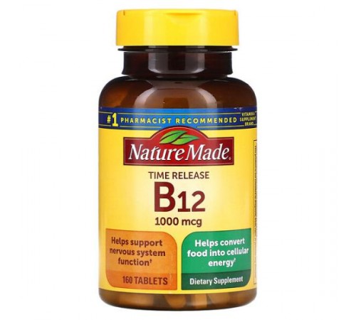 Nature Made, B12, повільне вивільнення, 1000 мкг, 160 таблеток
