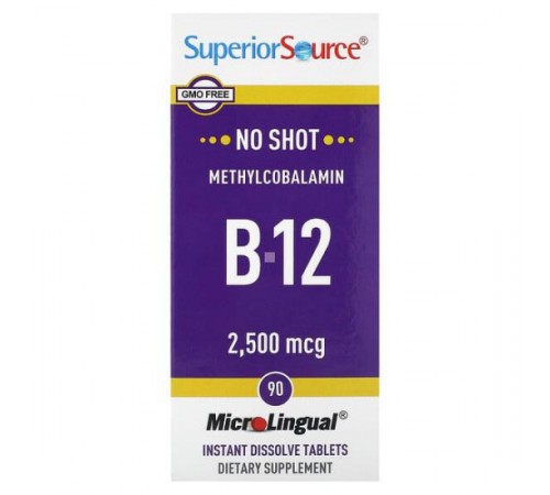 Superior Source, метилкобаламін B12, 2500 мкг, 90 швидкорозчинних таблеток