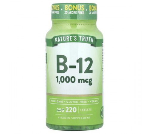 Nature's Truth, вітамін B12, 1000 мкг, 220 таблеток Nature's Truth, вітамін B12, 1000 мкг, 220 таблеток