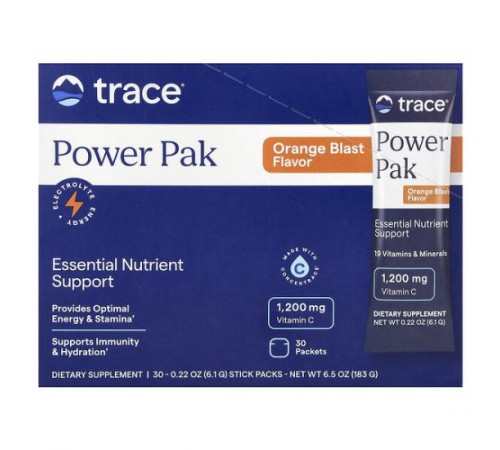 Trace, Power Pak, Orange Blast, 30 пакетиків-стіків по 6,1 г (0,22 унції)