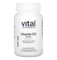 Vital Nutrients, вітамін D3, 5000 МО, 90 вегетаріанських капсул