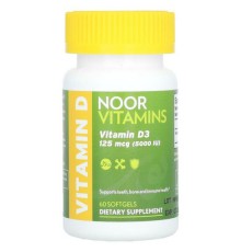Noor Vitamins, вітамін D3, 125 мкг (5000 МО), 60 капсул