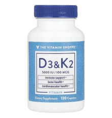 The Vitamin Shoppe, Вітаміни D3 і K2, 120 капсул