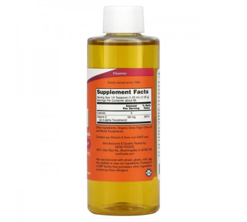 NOW Foods, Natural E-Oil, Antioxidant Protection, 4 fl oz (118 ml)