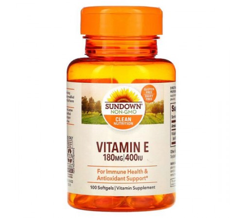 Sundown Naturals, вітамін E, 180 мг (400 МО), 100 капсул Sundown Naturals, вітамін E, 180 мг (400 МО), 100 капсул