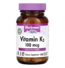 Bluebonnet Nutrition, вітамін K2, 100 мкг, 100 рослинних капсул