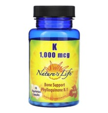 Nature's Life, вітамін K, 1000 мкг, 50 вегетаріанських капсул