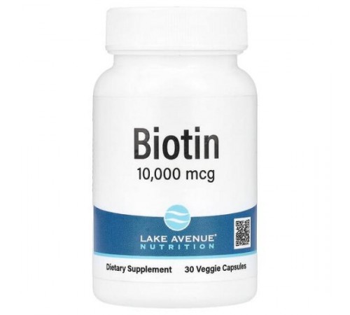 Lake Avenue Nutrition, біотин, 10 000 мкг, 30 рослинних капсул Lake Avenue Nutrition, біотин, 10 000 мкг, 30 рослинних капсул