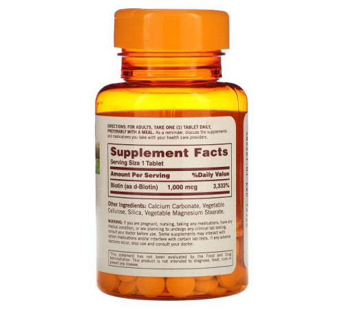 Sundown Naturals, біотин, 1000 мкг, 120 таблеток Sundown Naturals, біотин, 1000 мкг, 120 таблеток