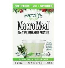 Macrolife Naturals, MacroMeal, протеїновий порошок Ultimate, ваніль, 10 пакетиків по 41 г (1,4 унції)