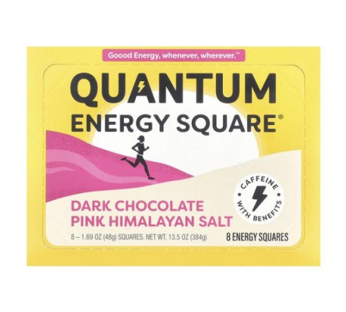 Quantum Energy Square, чорний шоколад, рожева гімалайська сіль, 8 квадратиків по 48 г (1,69 унції) Quantum Energy Square, чорний шоколад, рожева гімалайська сіль, 8 квадратиків по 48 г (1,69 унції)